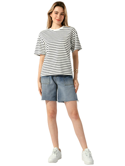 Striped Short Sleeve Crew Neck Casual T-Shirts