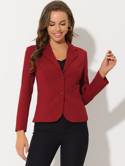 Notched Lapel Collar Stretch Work Office Jacket Blazer