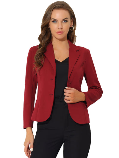 Notched Lapel Collar Stretch Work Office Jacket Blazer