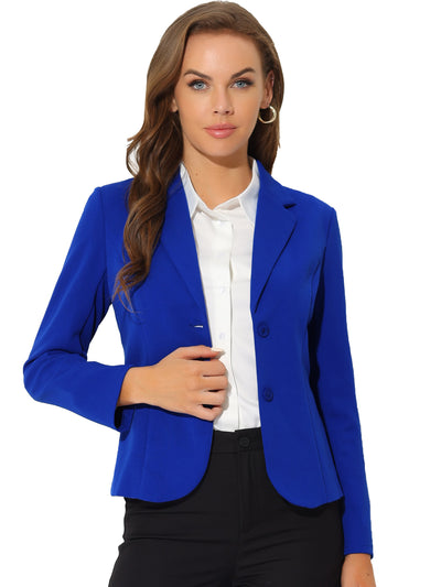 Notched Lapel Collar Stretch Work Office Jacket Blazer