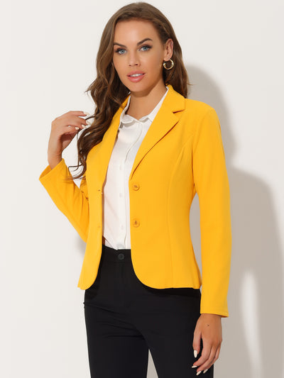 Notched Lapel Collar Stretch Work Office Jacket Blazer