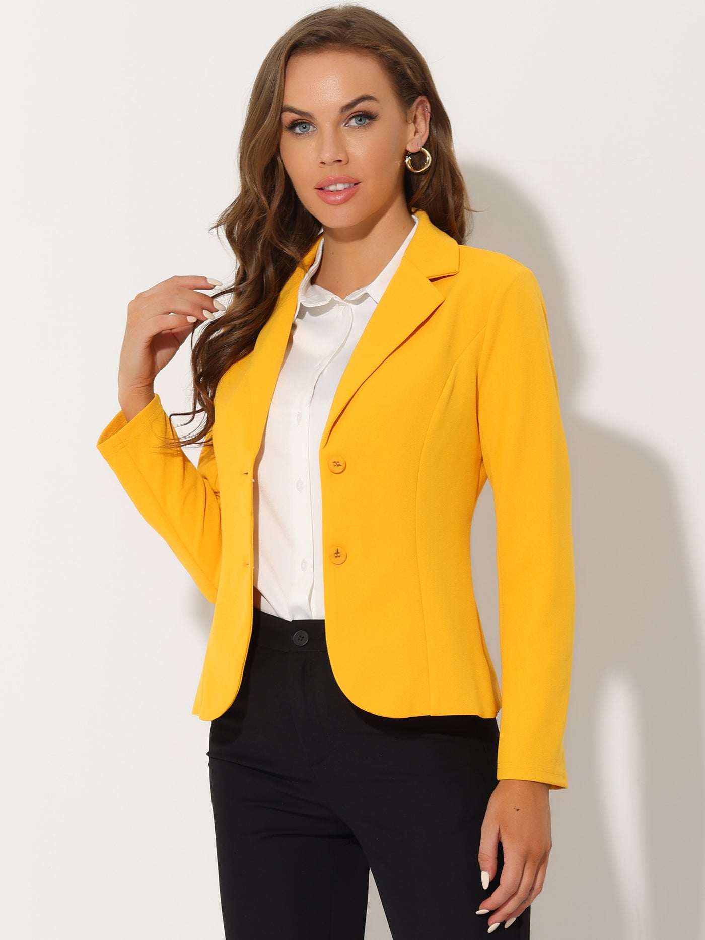 Allegra K Notched Lapel Collar Stretch Work Office Jacket Blazer