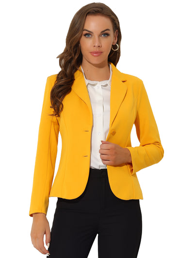 Notched Lapel Collar Stretch Work Office Jacket Blazer