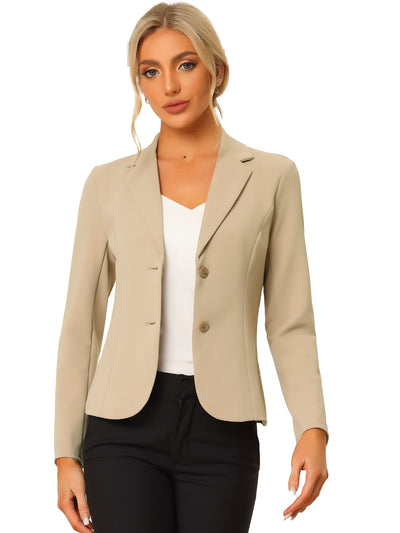 Notched Lapel Collar Stretch Work Office Jacket Blazer