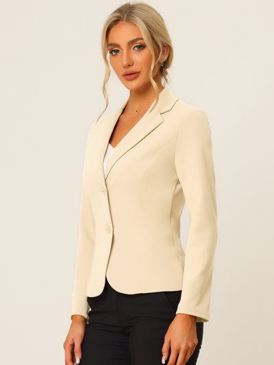 Notched Lapel Collar Stretch Work Office Jacket Blazer