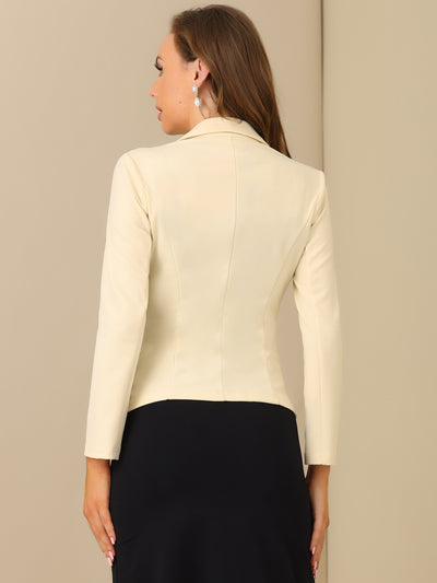 Notched Lapel Collar Stretch Work Office Jacket Blazer