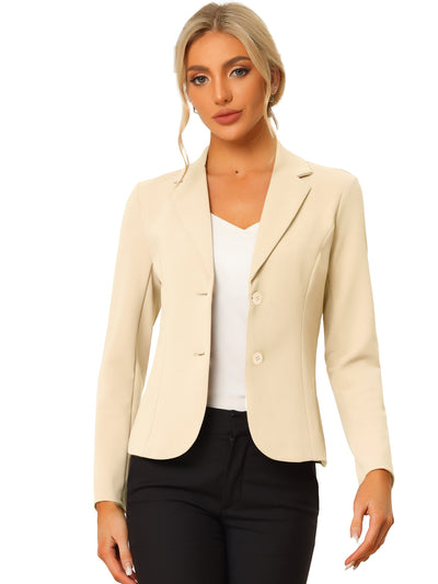 Notched Lapel Collar Stretch Work Office Jacket Blazer