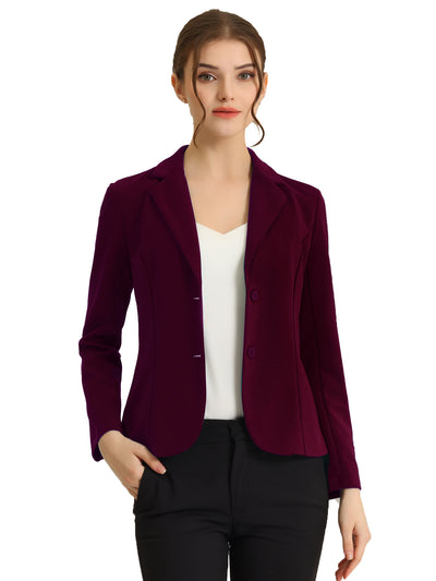 Solid Work Office Lapel Collar Stretch Jacket Suit Blazer