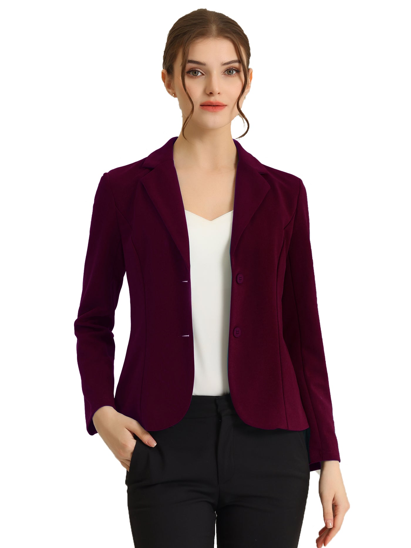 Allegra K Solid Work Office Lapel Collar Stretch Jacket Suit Blazer