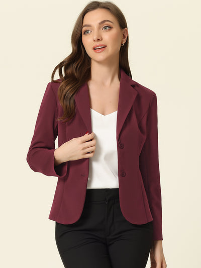 Notched Lapel Collar Stretch Work Office Jacket Blazer