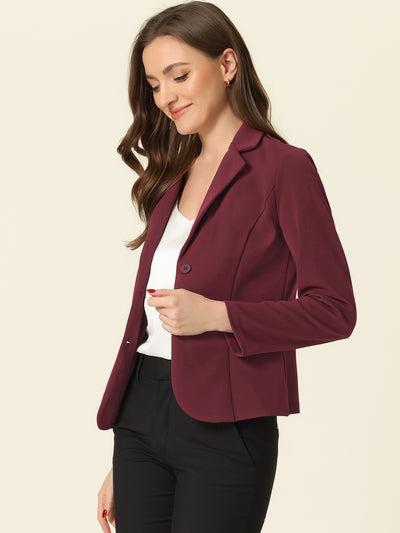 Notched Lapel Collar Stretch Work Office Jacket Blazer