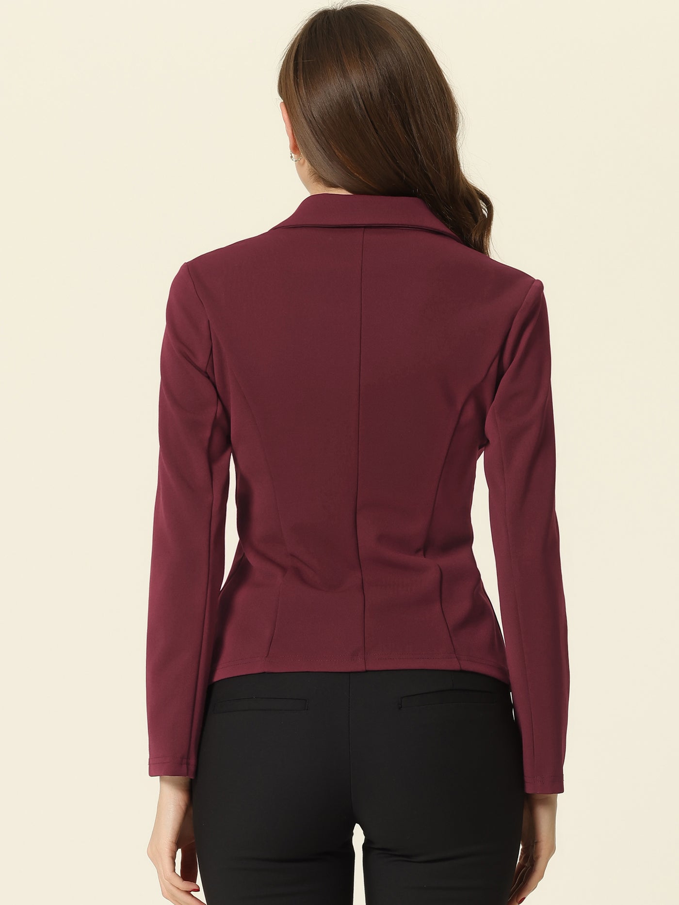 Allegra K Notched Lapel Collar Stretch Work Office Jacket Blazer