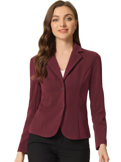 Notched Lapel Collar Stretch Work Office Jacket Blazer