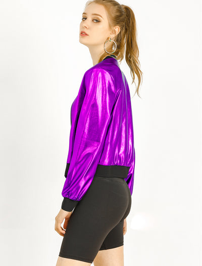 Holographic Shimmering Metallic Lightweight Bomber Jacket