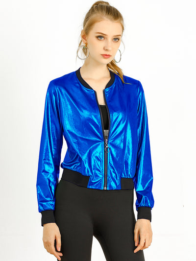 Holographic Shimmering Metallic Lightweight Bomber Jacket