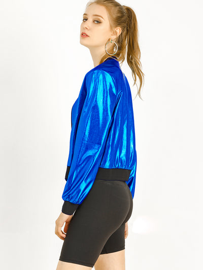 Holographic Shimmering Metallic Lightweight Bomber Jacket