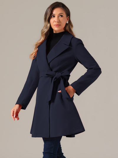 Elegant Overcoat Shawl Collar Single Winter Belted Long Coat