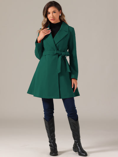 Elegant Overcoat Shawl Collar Single Winter Belted Long Coat