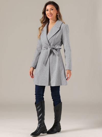 Elegant Overcoat Shawl Collar Single Winter Belted Long Coat