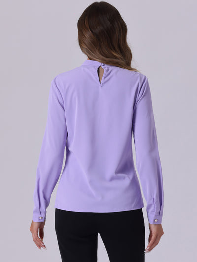 Office Shirt Elegant Stand Collar Long Sleeve Vintage Blouse