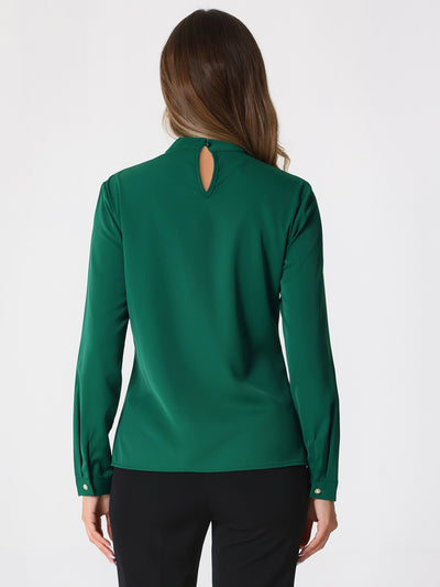 Office Shirt Elegant Stand Collar Long Sleeve Vintage Blouse