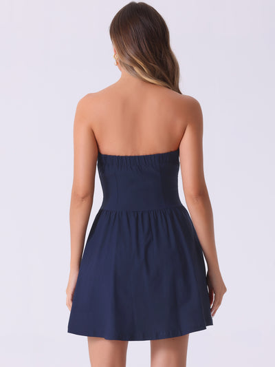 Strapless Sweetheart Neck Fit And Flare Mini Dress