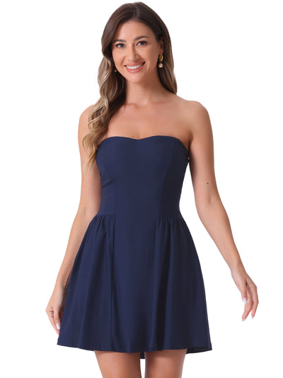 Strapless Sweetheart Neck Fit And Flare Mini Dress