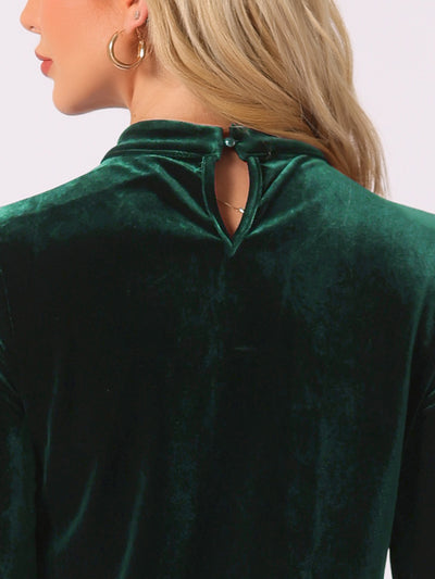 Velvet Long Sleeve Keyhole Elegant Casual Blouse