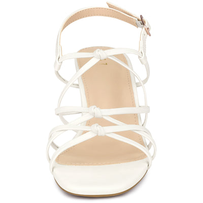 Women's Open Toe Knots Ankle Strap Chunky Heels Sandals