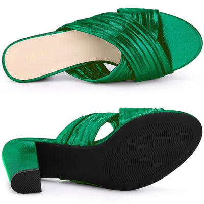 Women's Slouches Slip on Block Heel Slide Sandals