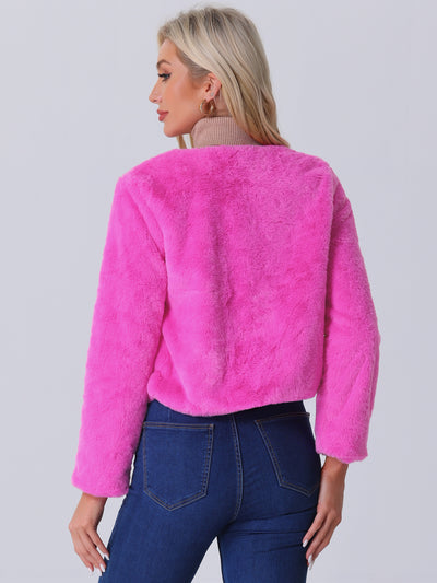 Winter Open Front Long Sleeve Faux Fur Bolero Shrug Cardigan