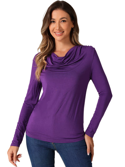 Long Sleeve Cowl Neck Casual Sweatshirt Tops