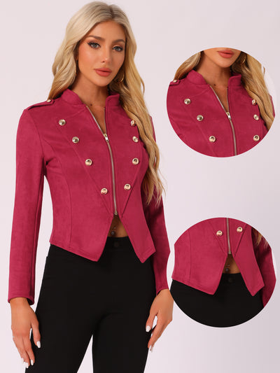 Steampunk Vintage Button Decor Casual Crop Jacket