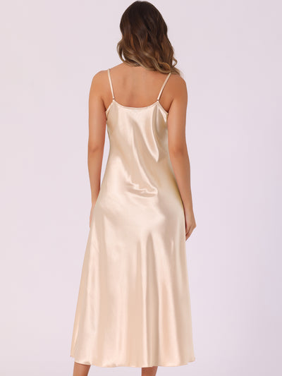 Satin Sleeveless Spaghetti Strap Maxi Dress