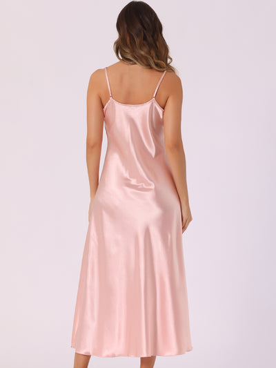 Satin Sleeveless Spaghetti Strap Maxi Dress