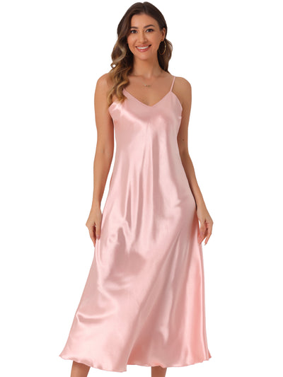 Satin Sleeveless Spaghetti Strap Maxi Dress