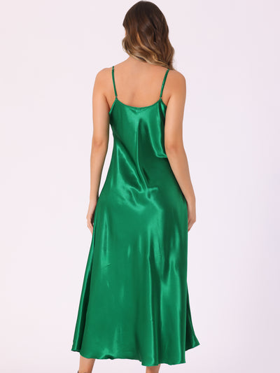 Satin Sleeveless Spaghetti Strap Maxi Dress