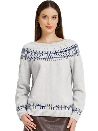 Long Sleeve Crew Neck Vintage Knitwear Pullover Sweater