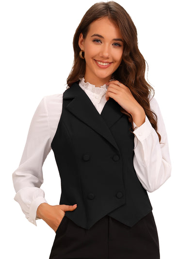 Notched Lapel Sleeveless Work Waistcoat Vest