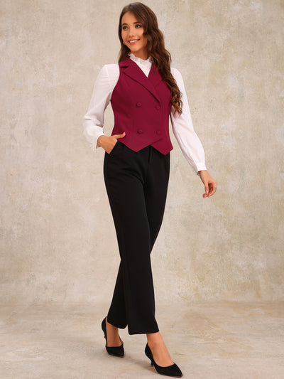 Notched Lapel Sleeveless Work Waistcoat Vest