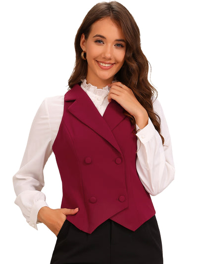 Notched Lapel Sleeveless Work Waistcoat Vest