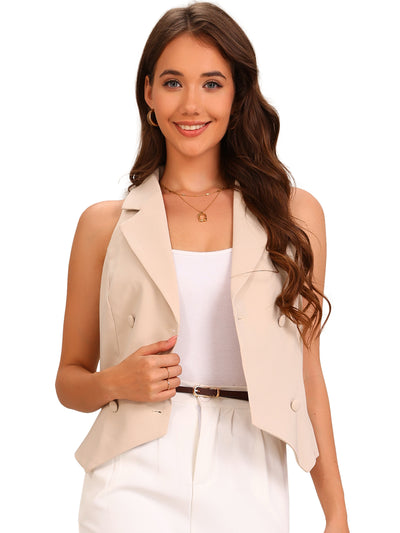 Notched Lapel Sleeveless Work Waistcoat Vest