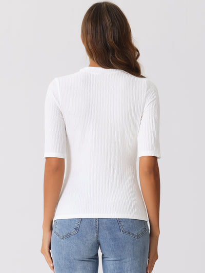 Crew Neck Short Sleeve Textured Basic Casual Blouse