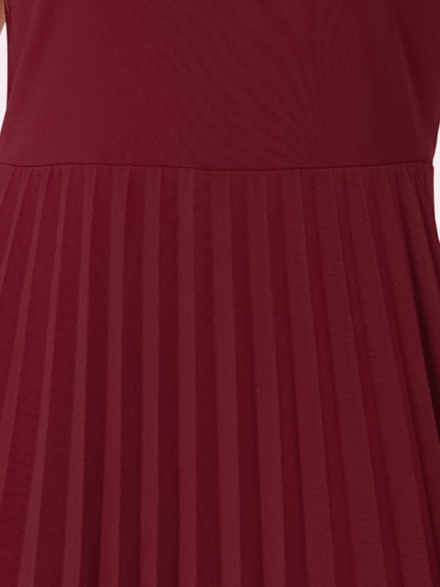 Allegra K Sleeveless Pleated Crew Neck A-Line Midi Dress