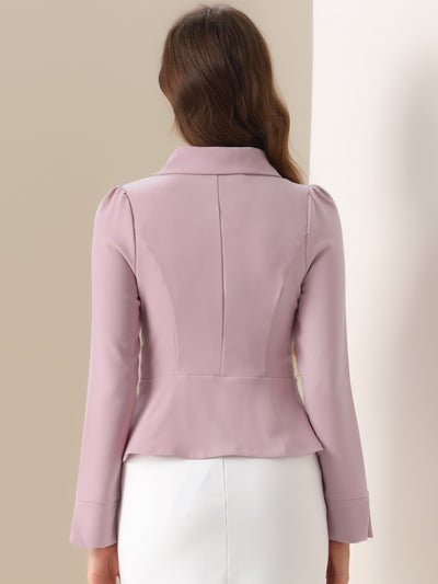 Peplum Peter Pan Collar Ruffle Hem Elegant Office Work Blazer