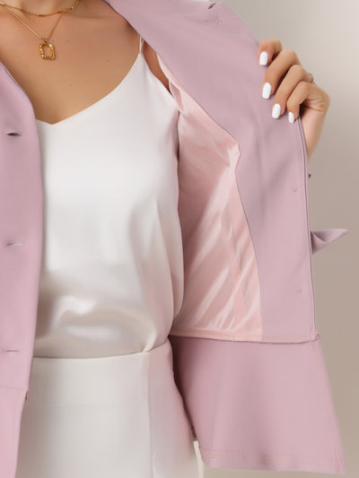 Peplum Peter Pan Collar Ruffle Hem Elegant Office Work Blazer