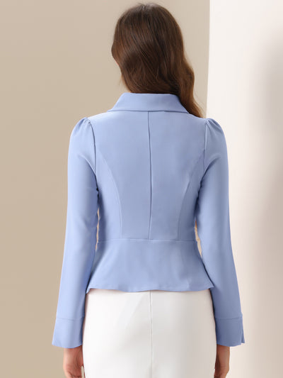 Peplum Peter Pan Collar Ruffle Hem Elegant Office Work Blazer