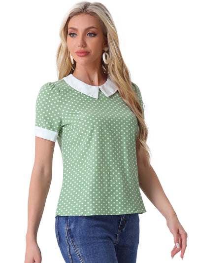 Peter Pan Collar Vintage Polka Dots Short Sleeves Blouse