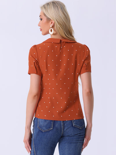 Peter Pan Collar Vintage Polka Dots Short Sleeves Blouse