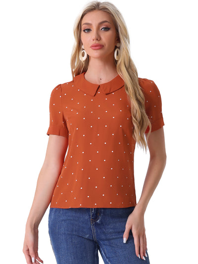 Peter Pan Collar Vintage Polka Dots Short Sleeves Blouse